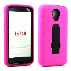LG Volt LS740 Armor Hybrid Stand Case (Hot Pink Black)